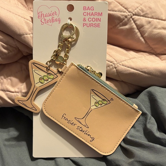 Frasier Sterling Tan Coin Purse with Martini Charm - Picture 1 of 4